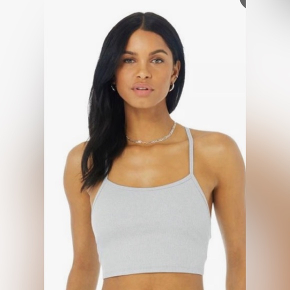 ALO Yoga Tops - ALO Yoga Light Gray Ribbed Crop Top Size XS NWT